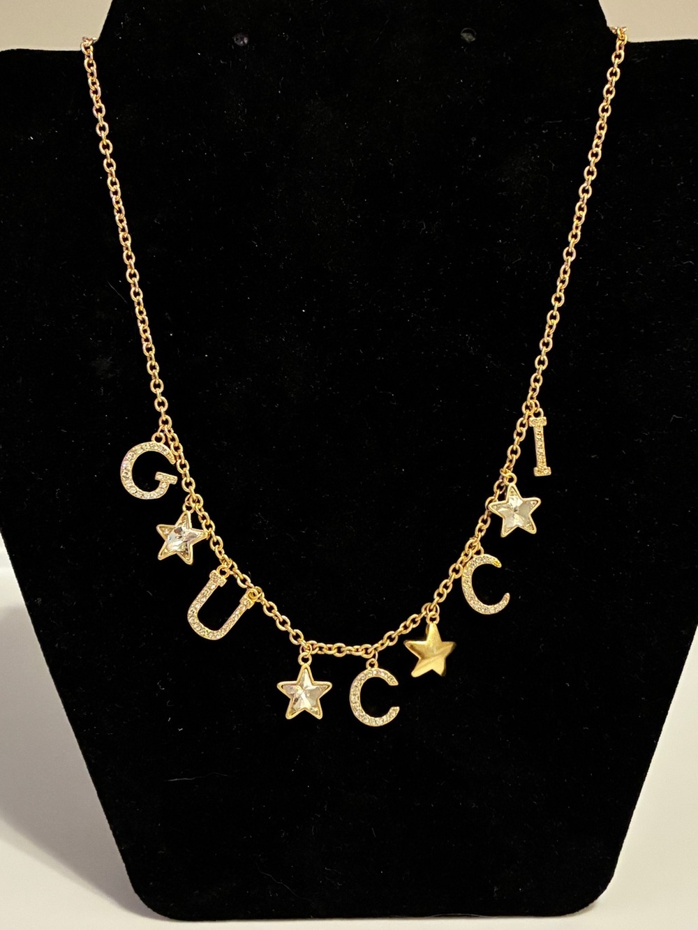 Vintage Gold Letter and Star Charm Necklace